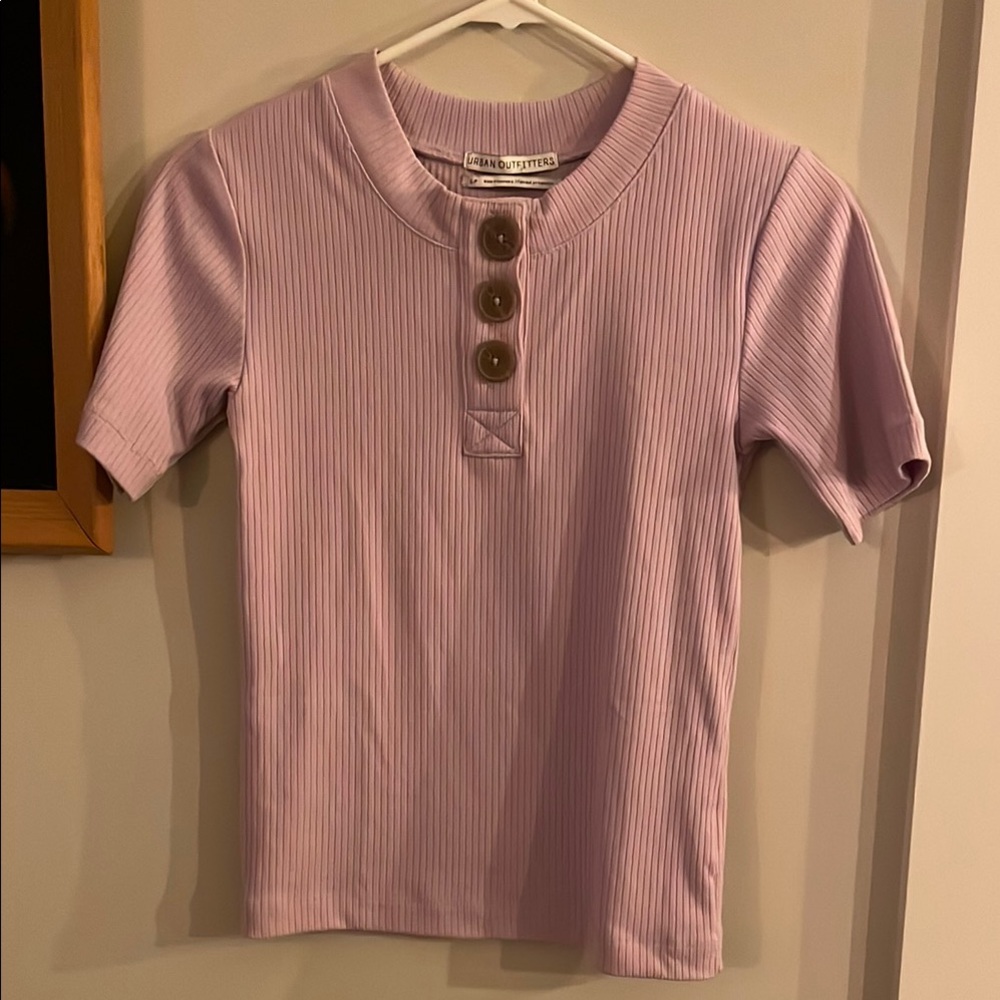 Lavender Ribbed Button Top